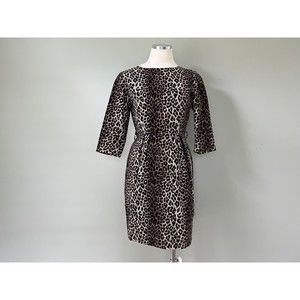 1950s Vintage Cheetah Animal Print Rockabilly Peg Bundy Style Dress | Sz Medium
